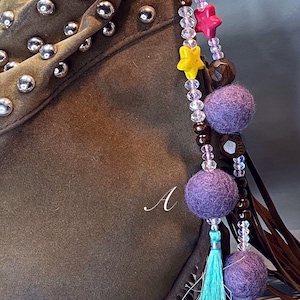 Boho Crystal Tassel Bag Charm, Pom Pom Handbag Charm, Beaded Key Chain for Handbags, Handbag Accessories, Belt Charm, Handbag Jewellery
