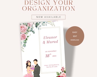 Best Minimalist Wedding Invitation Set, Simple, Modern, Basic Wedding Invite, Editable Template, Instant Download on Canva