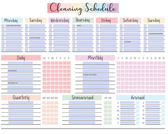 Planificador de limpieza EDITABLE, Lista de verificación de limpieza, Horario de limpieza, Tareas semanales de la casa, Hogar limpio con TDAH, Mensual, Planificador del hogar imprimible