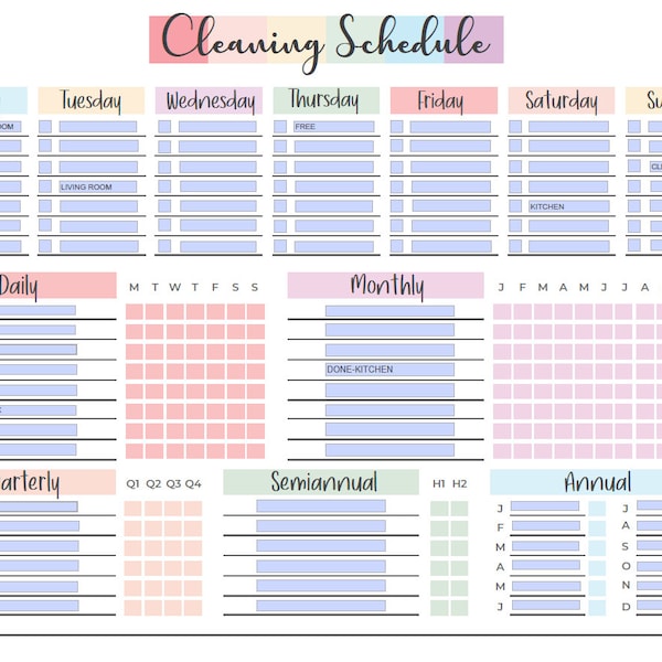 EDITABLE Cleaning Planner, Cleaning Checklist, Cleaning Schedule, Weekly House Chores, Adhd Clean Home, Monthly, Household Planner Printable