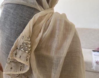 Antique Turkish Tel Kirma Headscarf | Handmade Ottoman Style Bridal Veil | Over 90 Years Old | Traditional Anatolian Textile