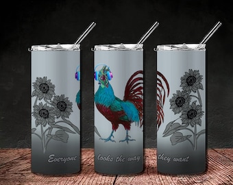 Nuevo -Mejor vaso flaco moderno de 20 oz Pollo sarcástico No le des un cloqueo y diseño de sublimación en blanco Digital PNG Instant Digital rts vaso