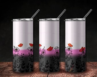 Original 0 Oz vaso flaco png flores silvestres envuelven plantilla recta cónica descarga digital gráficos de sublimación descarga instantánea