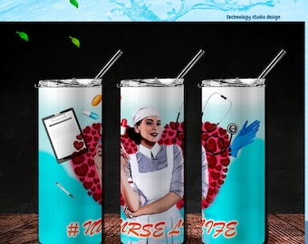 Nuevo -El mejor vaso de enfermera personalizado moderno, regalo de enfermera, vaso delgado con pajita