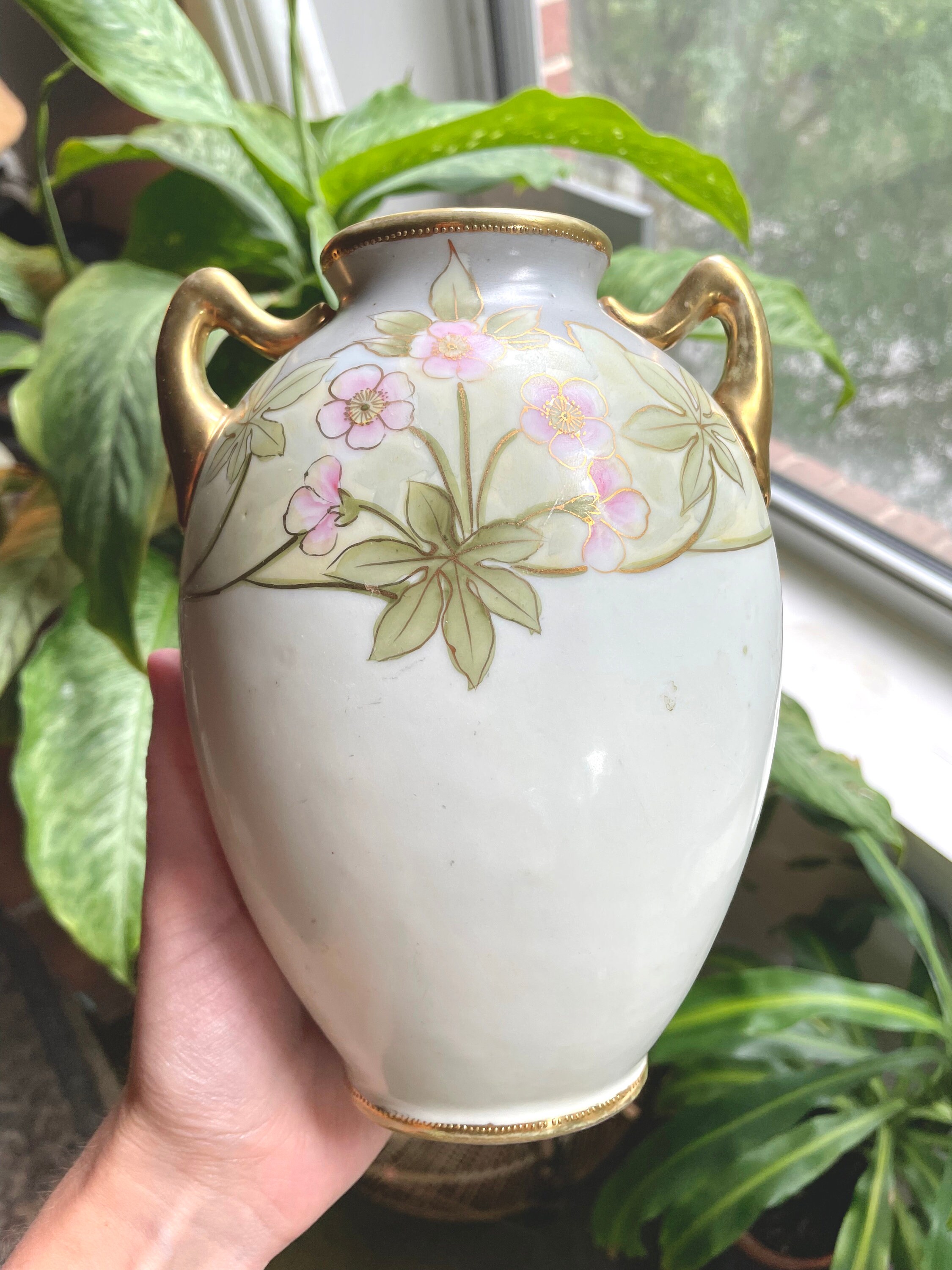 Antique Nippon Hand Painted Vase Etsy