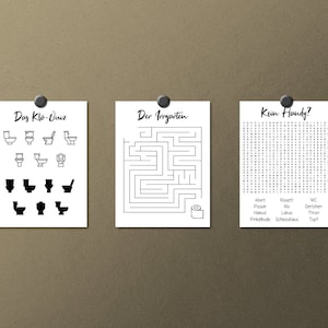 3er Set Toilettenposter - Rätselposter für die Extrarunde Spaß auf Klo - in den Größen A5 - A3