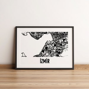 Mapa de la ciudad de Esmirna en formato póster - disponible en tamaños A5 - A3