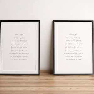 Set of 2 wedding vows, wedding gift, posters, in sizes A5 - A3