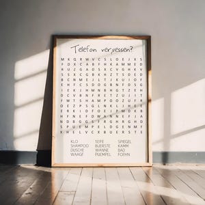 Word search poster bathroom – High-quality modern art print | Fun gift idea for birthdays, housewarmings, shared apartments, guest toilets