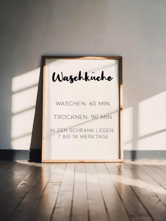 Poster „Waschküche“ – minimalistisches Poster Design modern, hochwertiger Kunstdruck auf Papier, Geschenkidee personalisierbar