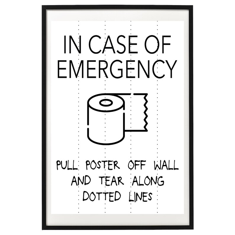 In case of emergency pull poster off wall and tear along Etsy.de