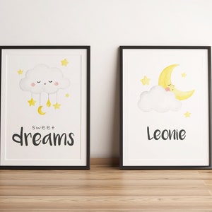 Juego de 2 carteles para habitación infantil con bonito estampado - póster personalizado en tamaños DIN A5 - DIN A3