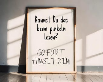 Funny toilet poster – “Can you read this while peeing?” – Bathroom decoration – A5 A4 A3 print on 300g paper – Gift