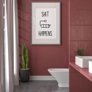 Funny poster “Shit Happens” – minimalist poster design modern, high-quality art print on paper, gift idea A5 A4 A3 image 4