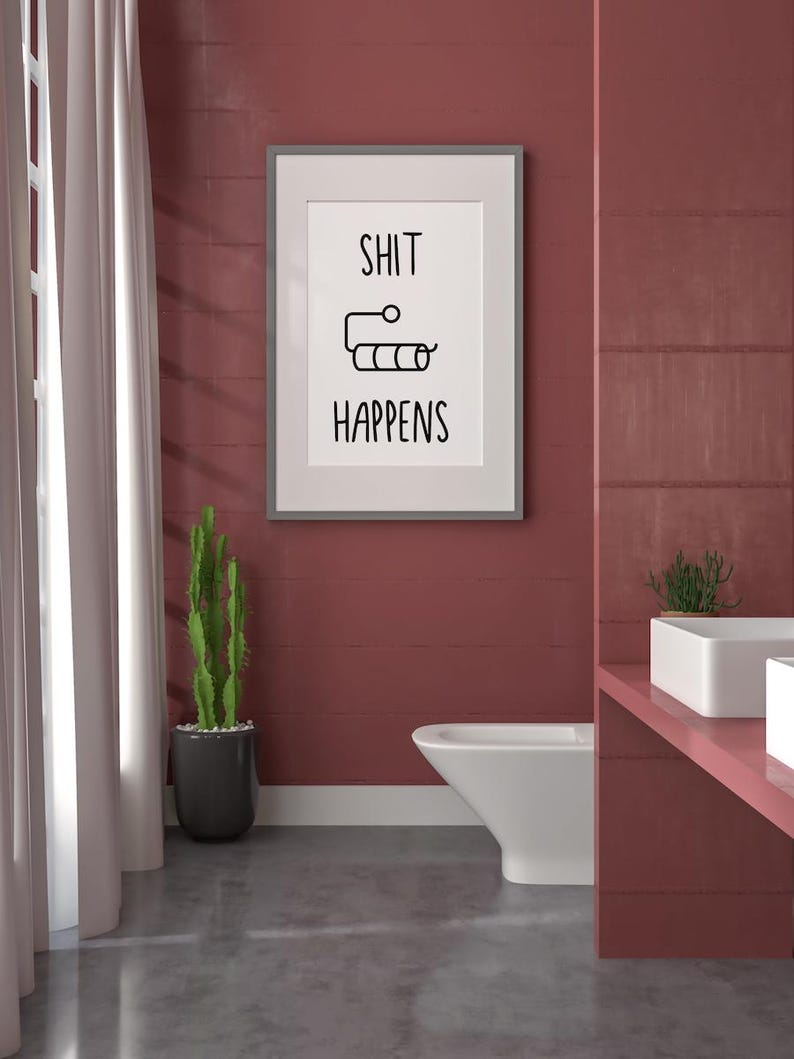 Funny poster “Shit Happens” – minimalist poster design modern, high-quality art print on paper, gift idea A5 A4 A3 image 4