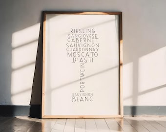 Wine Typography Poster | Modern Wall Art for Kitchen, Living Room, Bar | High-Quality Art Print A5 A4 A3 | Gift Idea for Wine Lovers