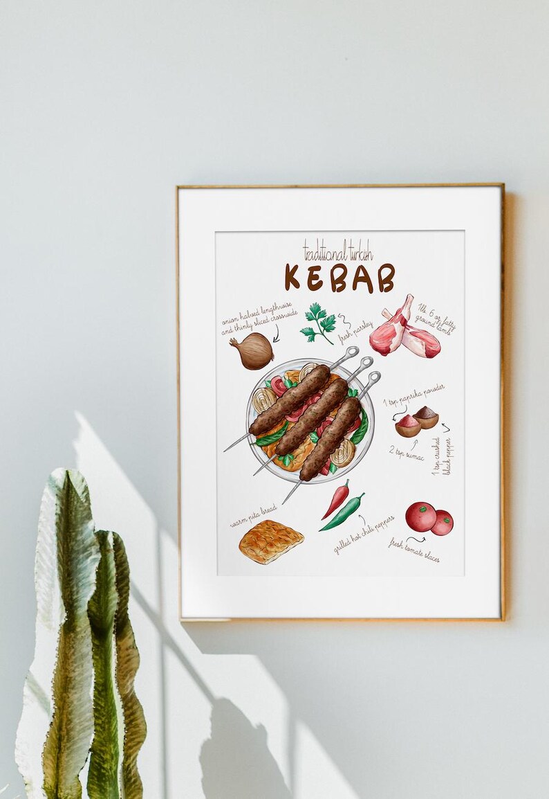 Pôster de Kebab Turco – Impressão de arte moderna de alta qualidade | Ideia de presente para aniversários, cozinhas, inaugurações de casa, decoração de parede personalizada imagem 7