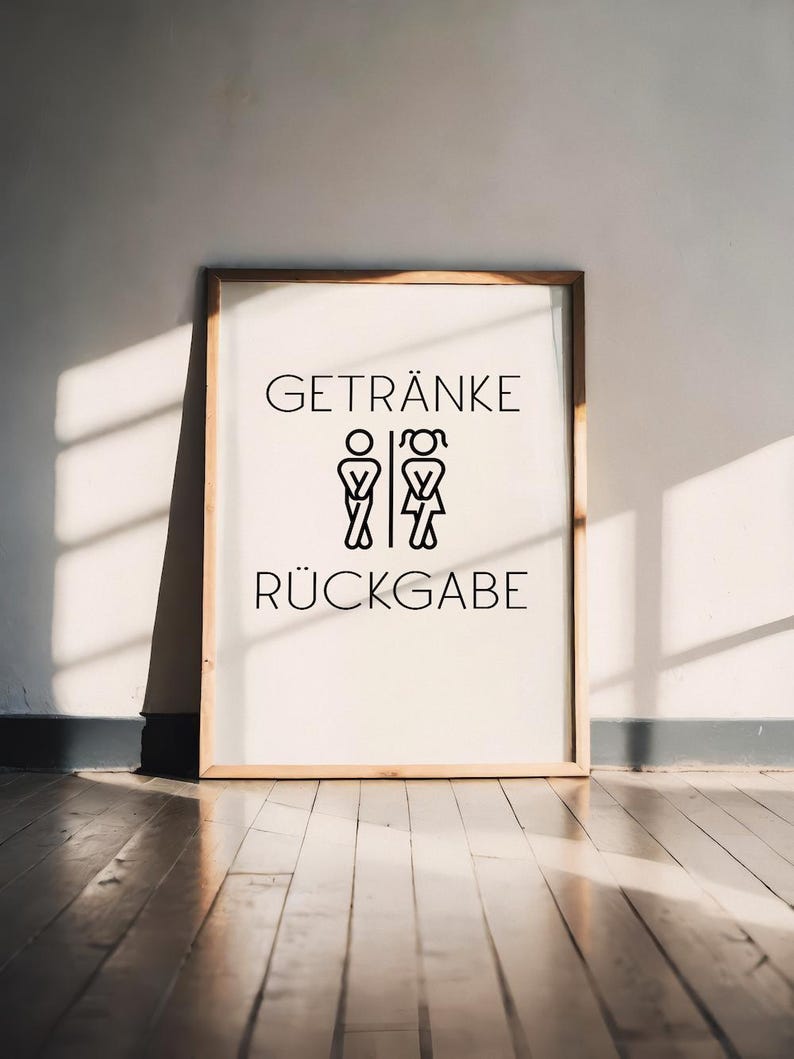 Funny poster "Drink Return" – minimalist design, high-quality art print on paper, gift idea for bathroom & guest toilet image 1