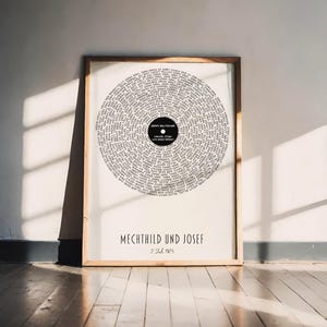 Personalized record poster with favorite song & lyrics | Sizes A5 A4 A3 | High-quality print | PDF file available