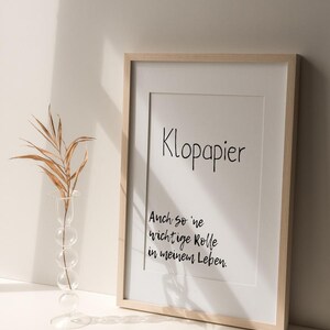 Póster divertido de papel higiénico | Decoración de baño con frase | Regalo para el baño de invitados o apartamento compartido | Arte mural A5 A4 A3 imagen 5