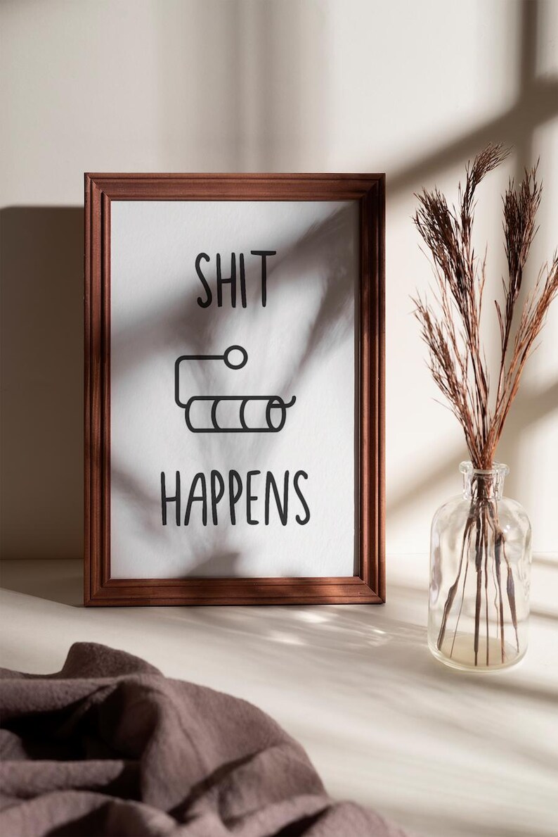Funny poster “Shit Happens” – minimalist poster design modern, high-quality art print on paper, gift idea A5 A4 A3 image 9