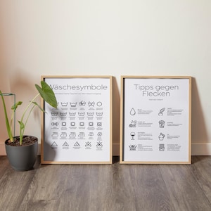 Practical poster “Laundry Symbols & Stain Tips” – high-quality art print, minimalist design, gift idea for household move-in