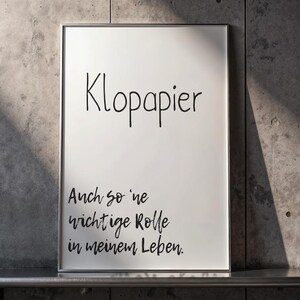 Póster divertido de papel higiénico | Decoración de baño con frase | Regalo para el baño de invitados o apartamento compartido | Arte mural A5 A4 A3 imagen 4