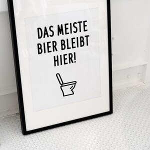 Funny poster "Most of the beer stays here" – high-quality art print, minimalist design, original gift idea A5 A4 A3 image 3