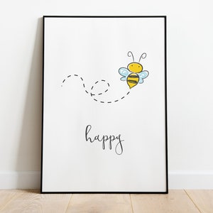 Abeja Feliz - Póster en tamaños A5 - A3