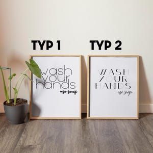 Wash Your Hands Poster – minimalist design, high-quality art print, funny gift idea for bathroom, kitchen & guest toilet A5 A4 A3
