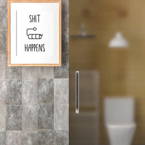 Funny poster “Shit Happens” – minimalist poster design modern, high-quality art print on paper, gift idea A5 A4 A3 image 3