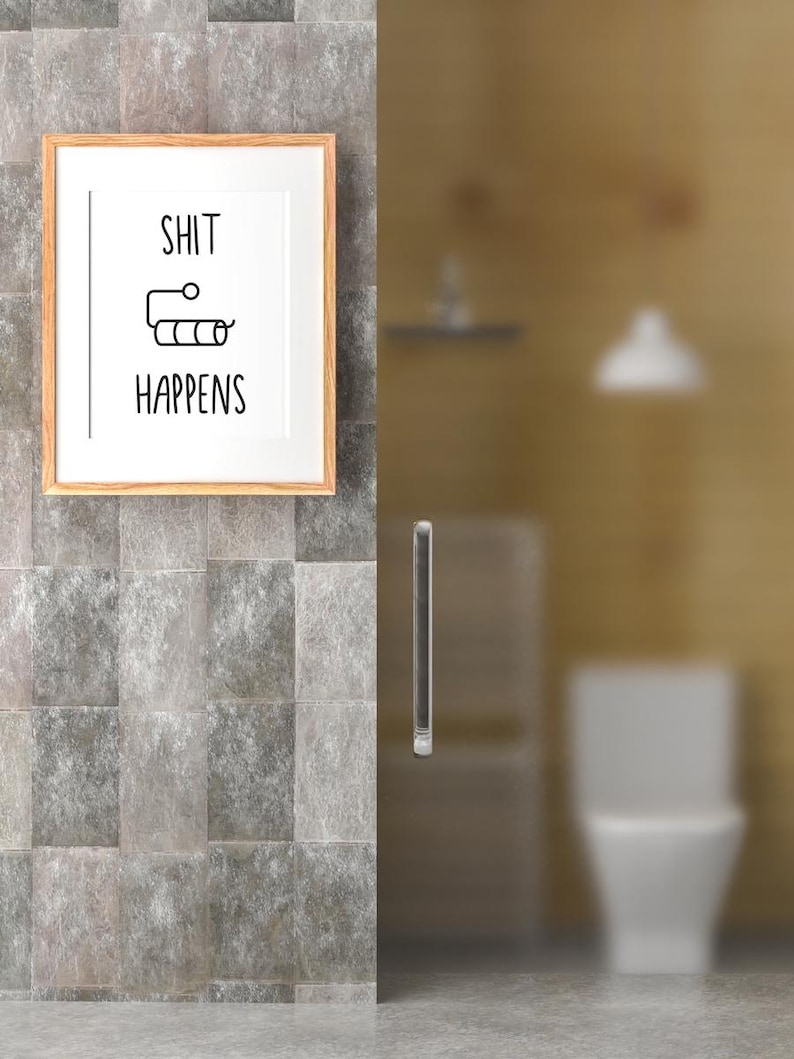 Funny poster “Shit Happens” – minimalist poster design modern, high-quality art print on paper, gift idea A5 A4 A3 image 3