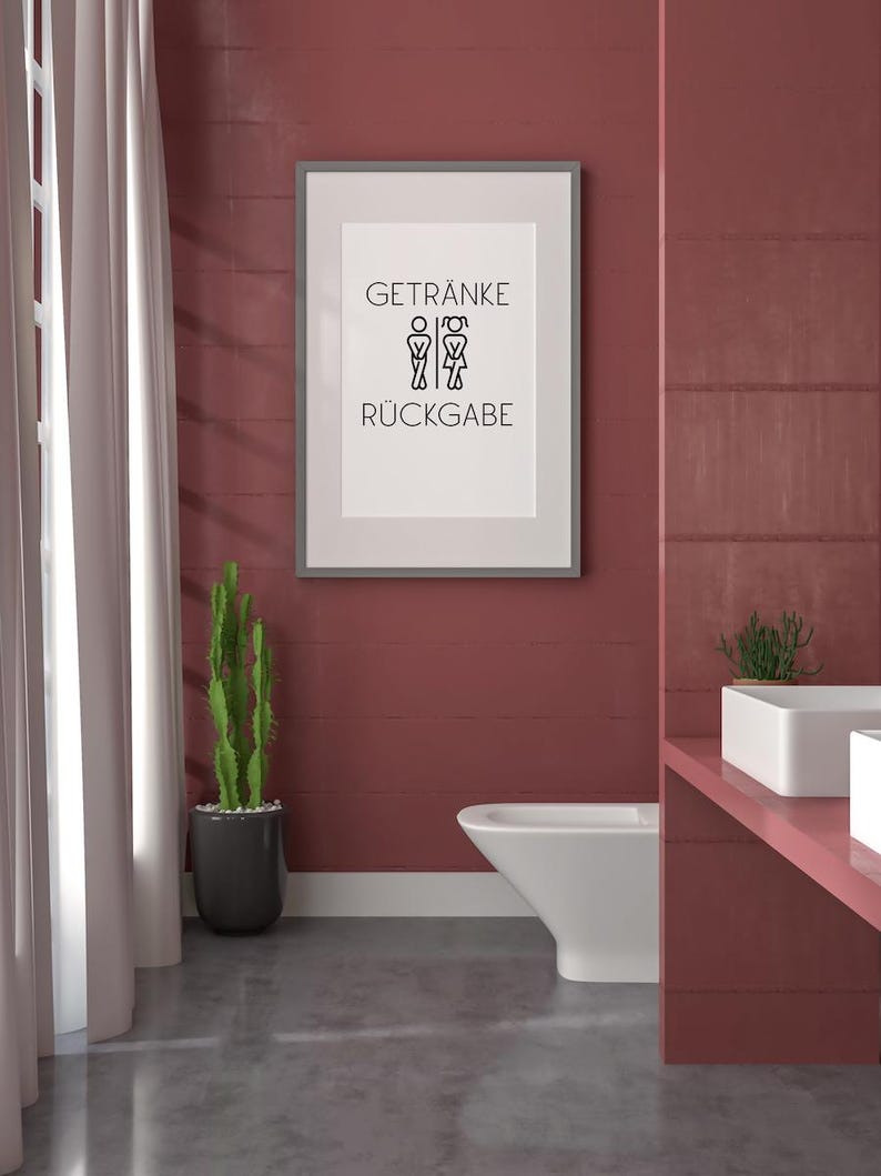 Funny poster "Drink Return" – minimalist design, high-quality art print on paper, gift idea for bathroom & guest toilet image 6