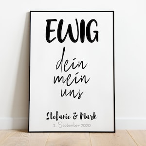 Personalized wedding poster – Forever yours, mine, ours | Wedding gift with names & date | Love | Wedding wall art | Wedding gift