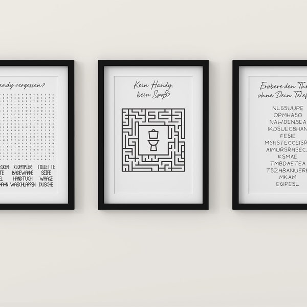 fancy letter writing paper Set of 3 - puzzle quiz set, crossword, labyrinth, letter puzzle for the bathroom in sizes A5 - A3