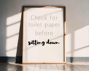 Funny bathroom poster “Check for toilet paper” – high-quality art print on paper, minimalist poster design modern A5 A4 A3