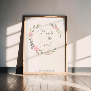 Personalisiertes Hochzeits-Poster mit Namen & Datum | A5 A4 A3 | Geschenkidee Hochzeit, Jahrestag, Taufe | inkl. PDF Download