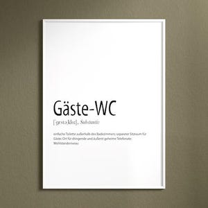 Affiche de définition de toilettes invités – impression de salle de bain amusante – panneau de toilettes minimaliste – art typographique – A5 A4 A3 – décoration cadeau toilettes