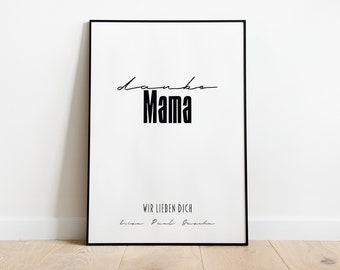 thank you mom - personalized Mother's Day gift in sizes A5 - A3