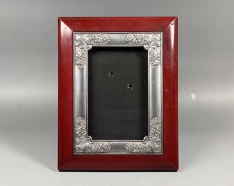 Red silver rectangular photo frame Plastic ornate photo frame Desktop table two color photo frame
