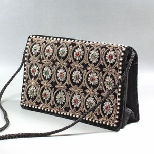 Vintage Beaded Velvet Clutch: 1960s Embroidered Evening Bag