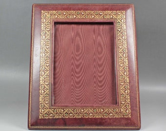 Old red leather photo frame Antique leather photo frame Old picture frames Purple gold photo frame