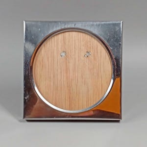 Vintage Metal Photo Frame: Square Tabletop Frame with Round Opening