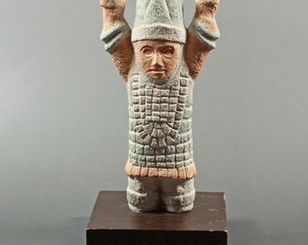 Figurina in cemento, scultura in pietra Maya, manufatto, figurina azteca, figurina cerimoniale, riproduzione di manufatto in ceramica, figura Inca, Messico