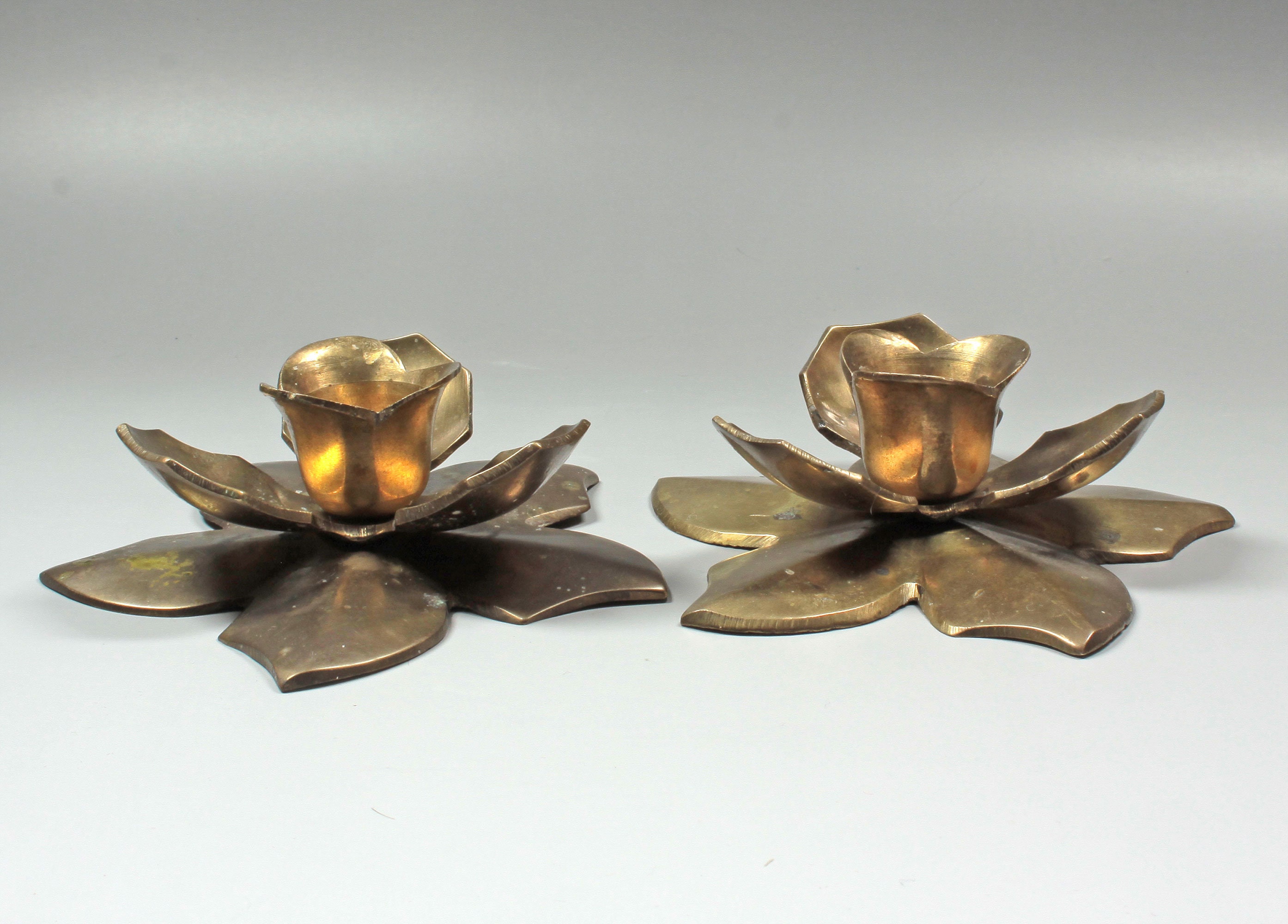 Rose small candlesticks Flower round candlesticks Retro bronze Etsy