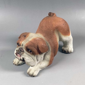 1920s Vintage Bulldog Ceramic Statue Sculpture Made in