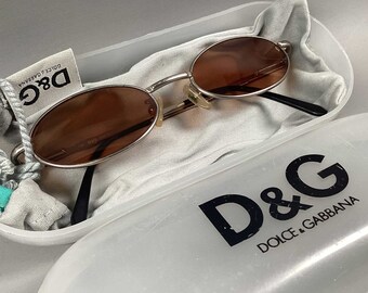 Caja de gafas vintage DG 90s D&G gafas Gafas ovaladas Dolce Gabanna 4005 metal tono plateado Gafas de marca famosa Gafas marrones de diseñador