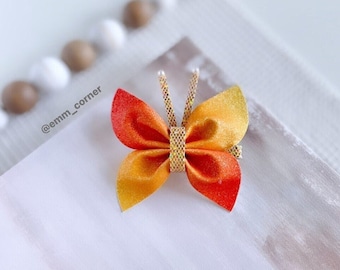Orange butterfly hair clip-girl accessories-butterfly clip-fashion for hair-photo prop-birthday gift-glitter butterfly toddler clip