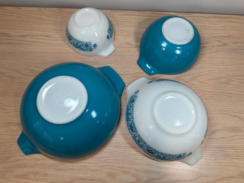 Pyrex Mixing Bowls Blue Horizon Pattern Cinderella Set 441 442 443 444 ...