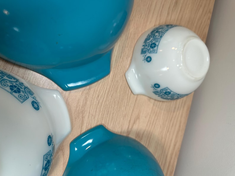 Pyrex Mixing Bowls Blue Horizon Pattern Cinderella Set 441 442 443 444 ...